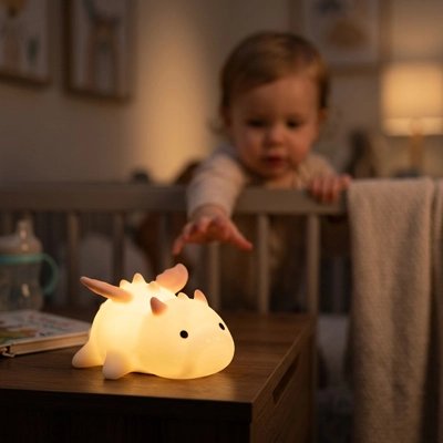 Veilleuse bébé bébé tend le bras pour attraper veilleuse