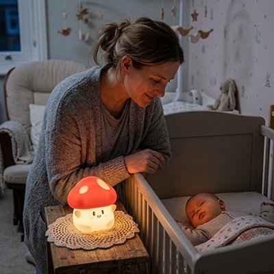 Veilleuse bébé Maman regarde bébé dormir 