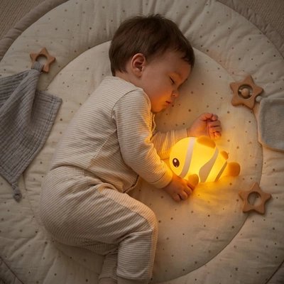 Veilleuse bébé Silicone souple au toucher: texture agréable et sécuritaire encourageant l'interaction tactile de l'enfant