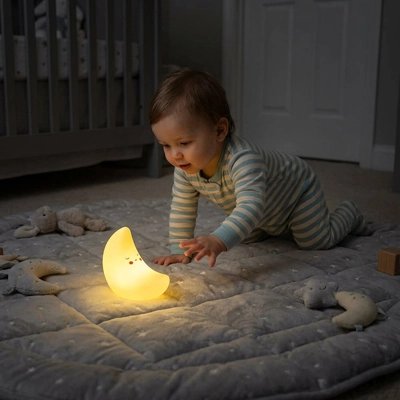 Veilleuse bébé tapis  bébé au sol avec la lune